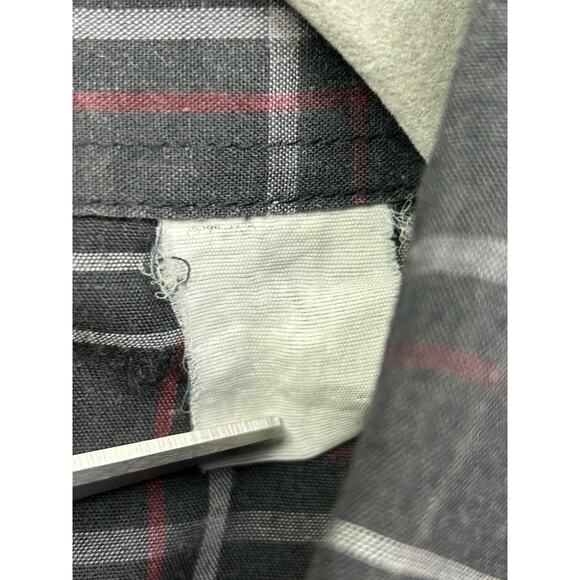 Plains Western Wear Pearl‎ Snap Shirt Mens Medium Black Gray Plaid Rockabilly - Picture 7 of 8